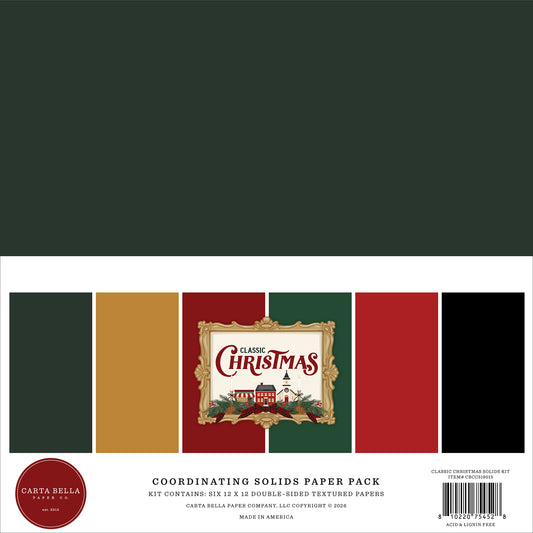 Carta Bella Paper - Classic Christmas Collection - 12 x 12 Solids Kit