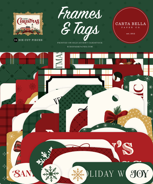 Carta Bella Paper - Classic Christmas Collection - Ephemera - Frames And Tags
