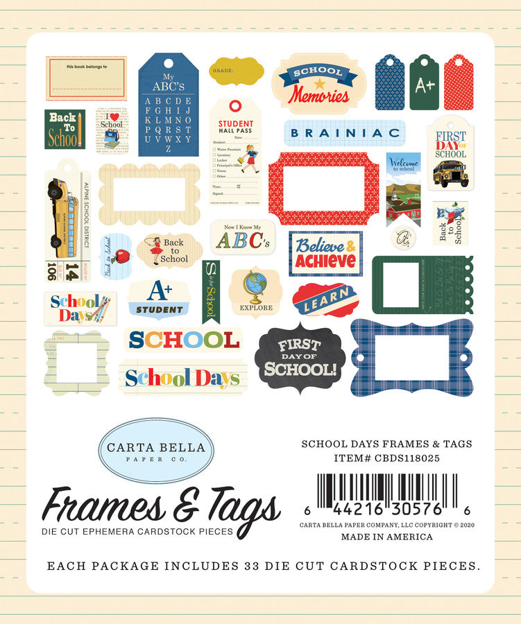 Carta Bella - School Days - Frames & Tags