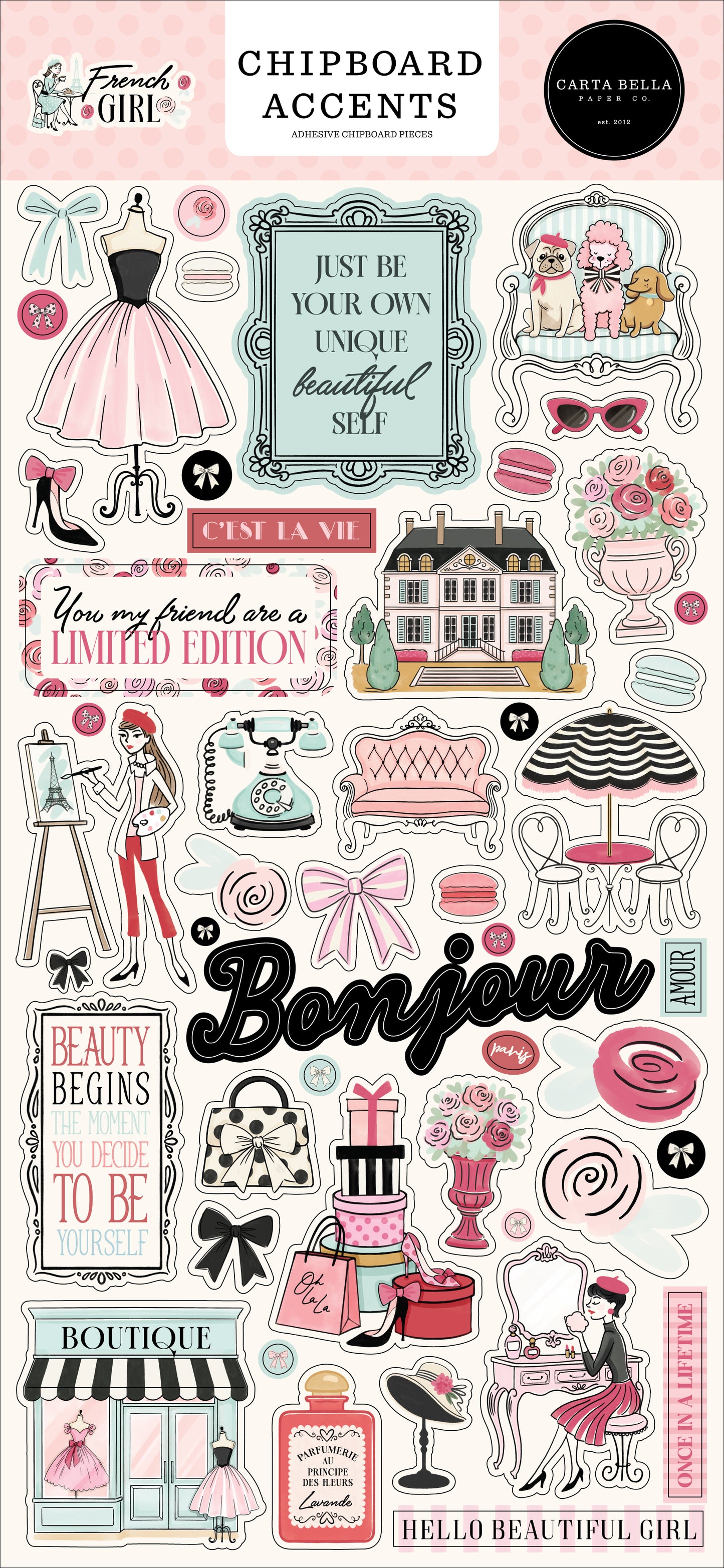 Carta Bella - French Girl Collection - Chipboard Accents