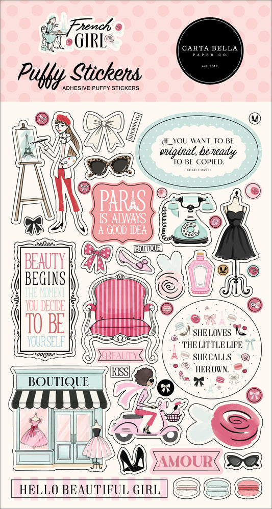 Carta Bella - French Girl Collection - Puffy Stickers