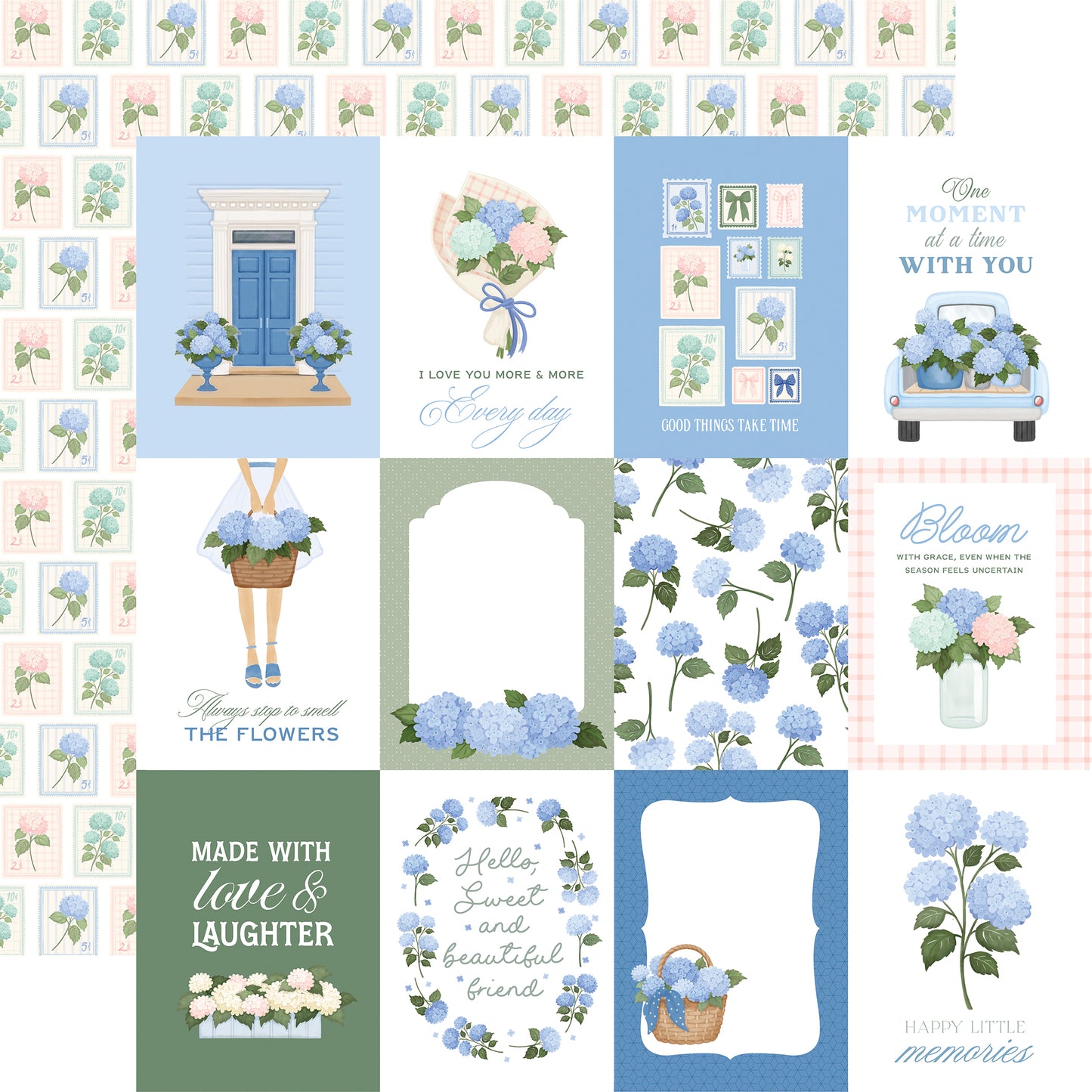 Carta Bella Paper - Flower Shoppe Collection - 12 x 12 Double Sided Paper - 3 x 4 Journaling Cards
