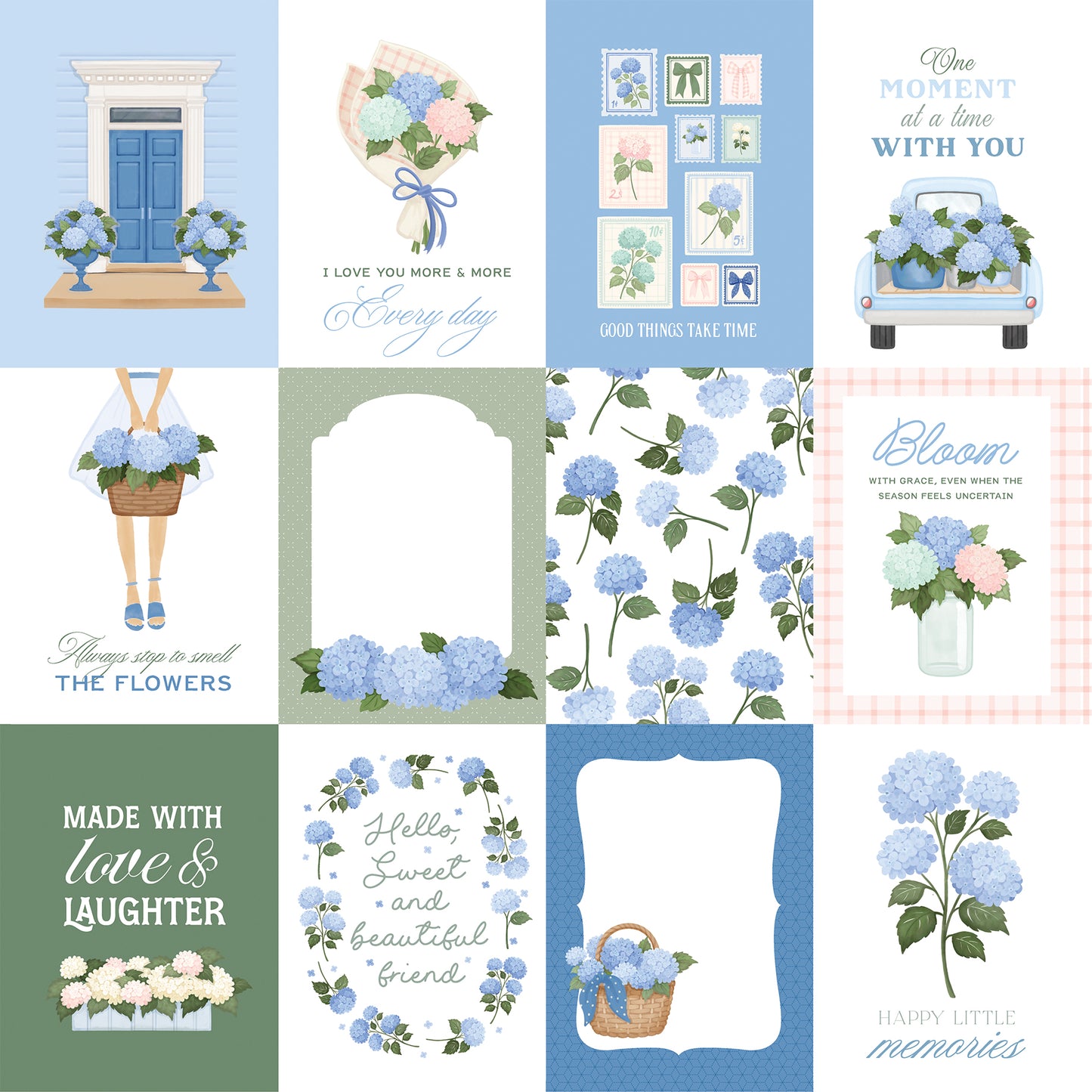 Carta Bella Paper - Flower Shoppe Collection - 12 x 12 Double Sided Paper - 3 x 4 Journaling Cards