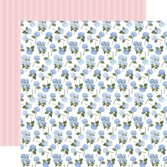 Carta Bella Paper - Flower Shoppe Collection - 12 x 12 Double Sided Paper - Hydrangea Stems