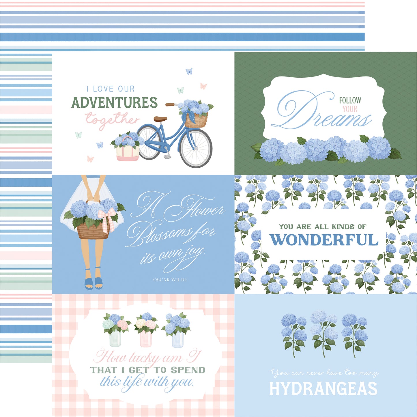Carta Bella Paper - Flower Shoppe Collection - 12 x 12 Double Sided Paper - 6 x 4 Journaling Cards