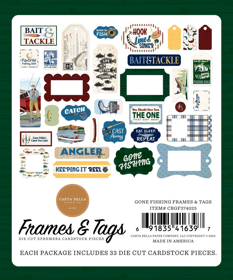 Carta Bella Gone Fishing Frames & Tags