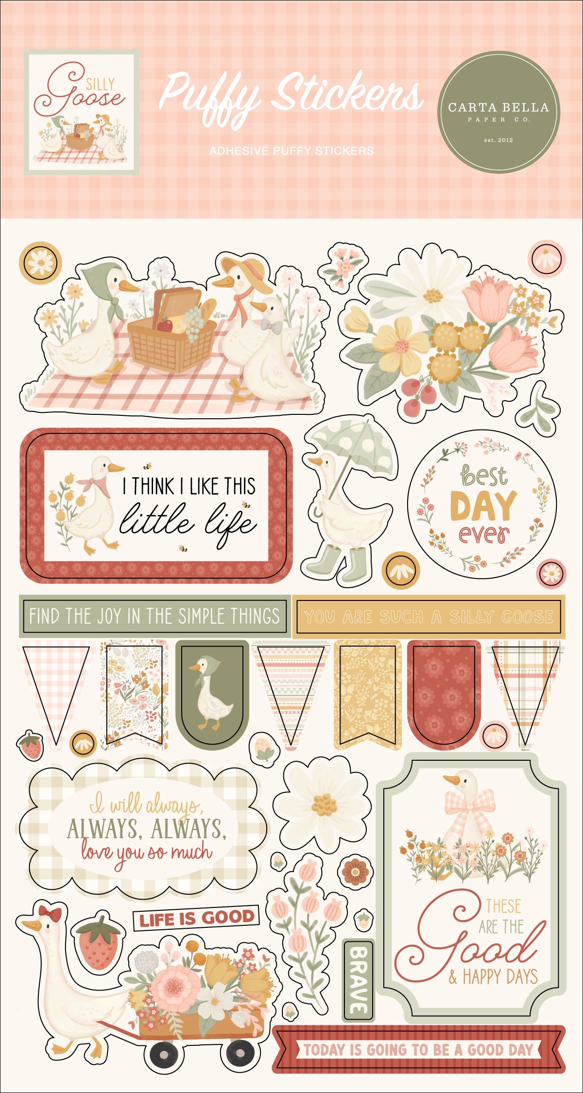 Carta Bella - Silly Goose Collection - Puffy Stickers