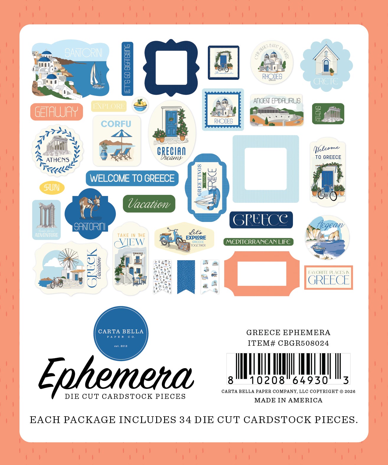 Carta Bella Paper - Greece Collection - Ephemera
