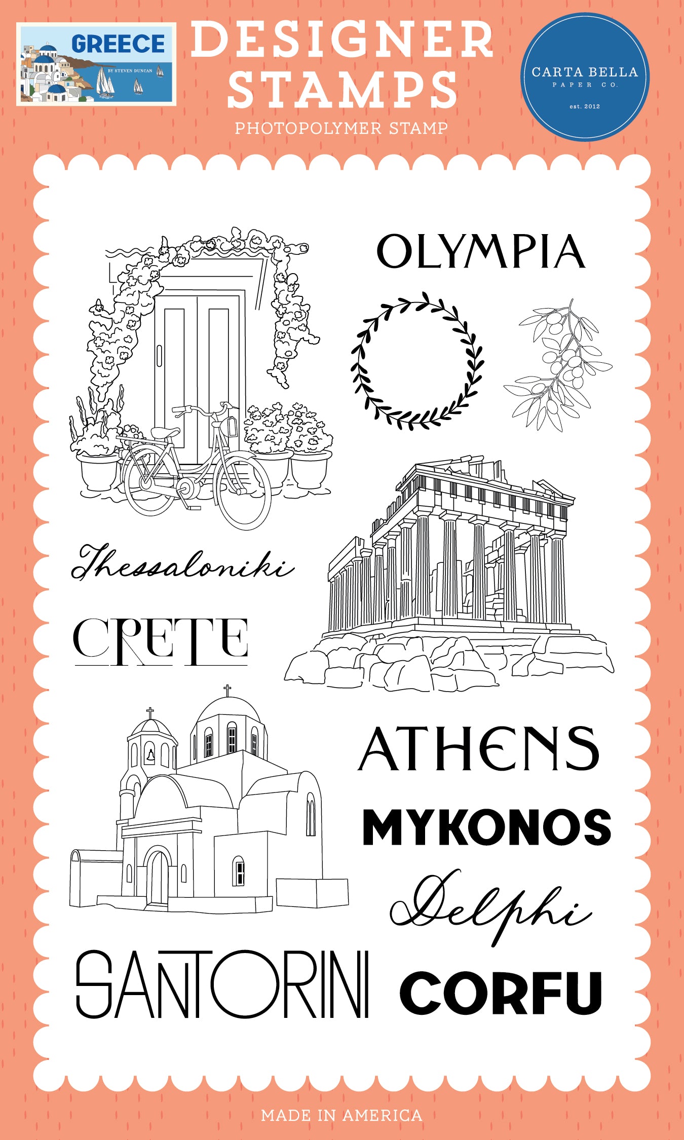 Carta Bella Paper - Greece Collection - Clear Photopolymer Stamps - Travel Through Greece