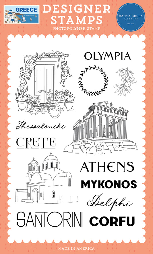 Carta Bella Paper - Greece Collection - Clear Photopolymer Stamps - Travel Through Greece