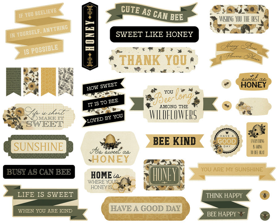 Carta Bella - Honey Bee Collection - Titles and Phrases