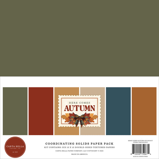 Carta Bella Paper -Here Comes Autumn Collection - 12 x 12 Solids Kit