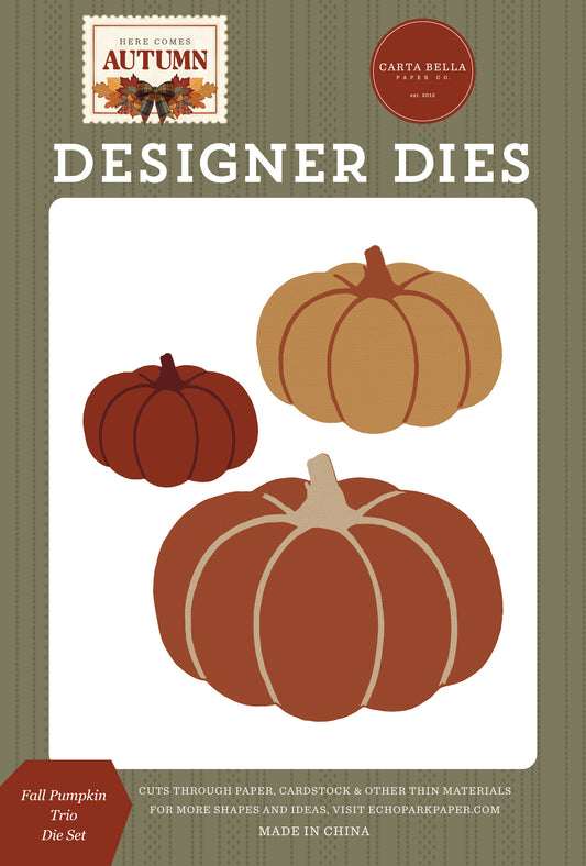 Carta Bella Paper -Here Comes Autumn Collection - Designer Dies - Fall Pumpkin Trio