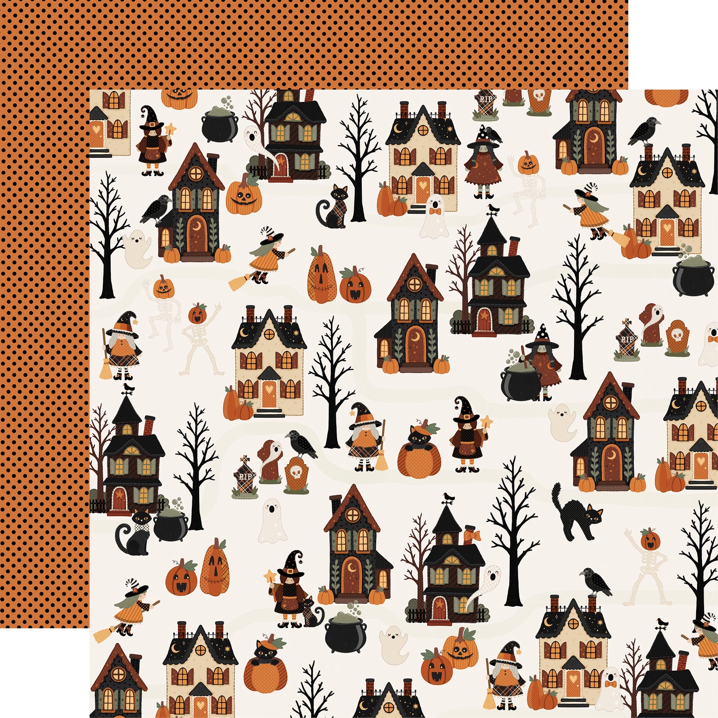 Carta Bella Paper - Handmade Halloween Collection - 12 x 12 Double Sided Paper - Haunted Halloween Street