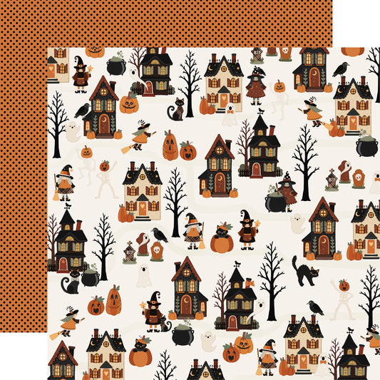 Carta Bella Paper - Handmade Halloween Collection - 12 x 12 Double Sided Paper - Haunted Halloween Street