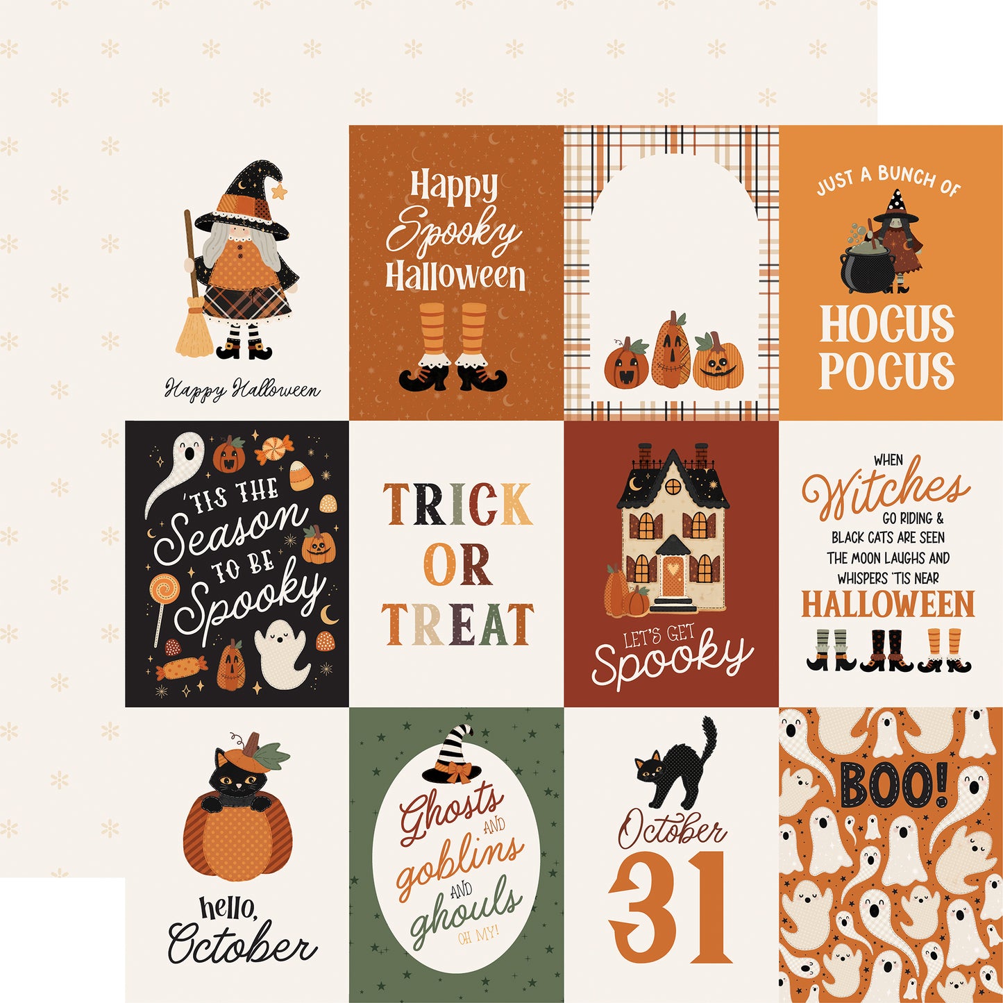 Carta Bella Paper - Handmade Halloween Collection - 12 x 12 Double Sided Paper - 3x4 Journaling Cards