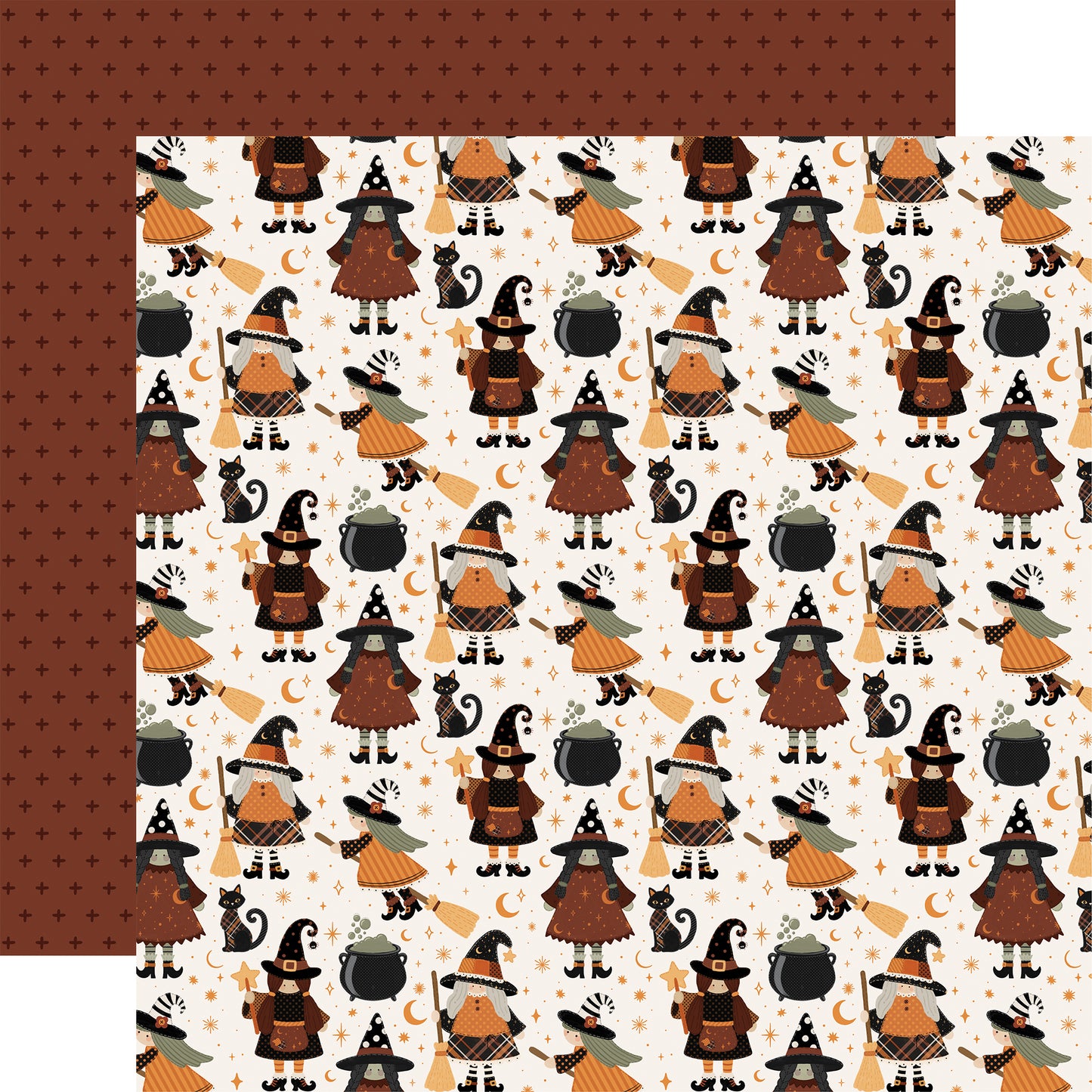 Carta Bella Paper - Handmade Halloween Collection - 12 x 12 Double Sided Paper - Witches Night Out