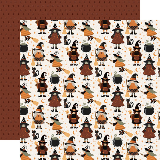 Carta Bella Paper - Handmade Halloween Collection - 12 x 12 Double Sided Paper - Witches Night Out
