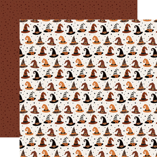 Carta Bella Paper - Handmade Halloween Collection - 12 x 12 Double Sided Paper -Witch Halloween Hat
