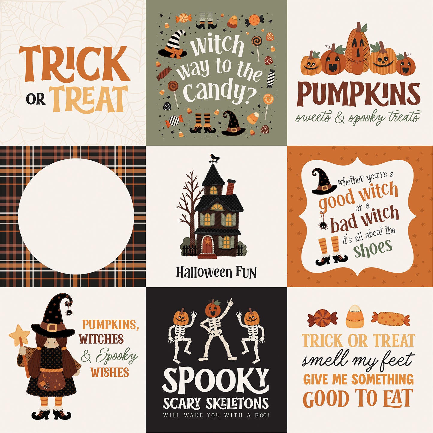 Carta Bella Paper - Handmade Halloween Collection - 12 x 12 Double Sided Paper - 4x4 Journaling Cards