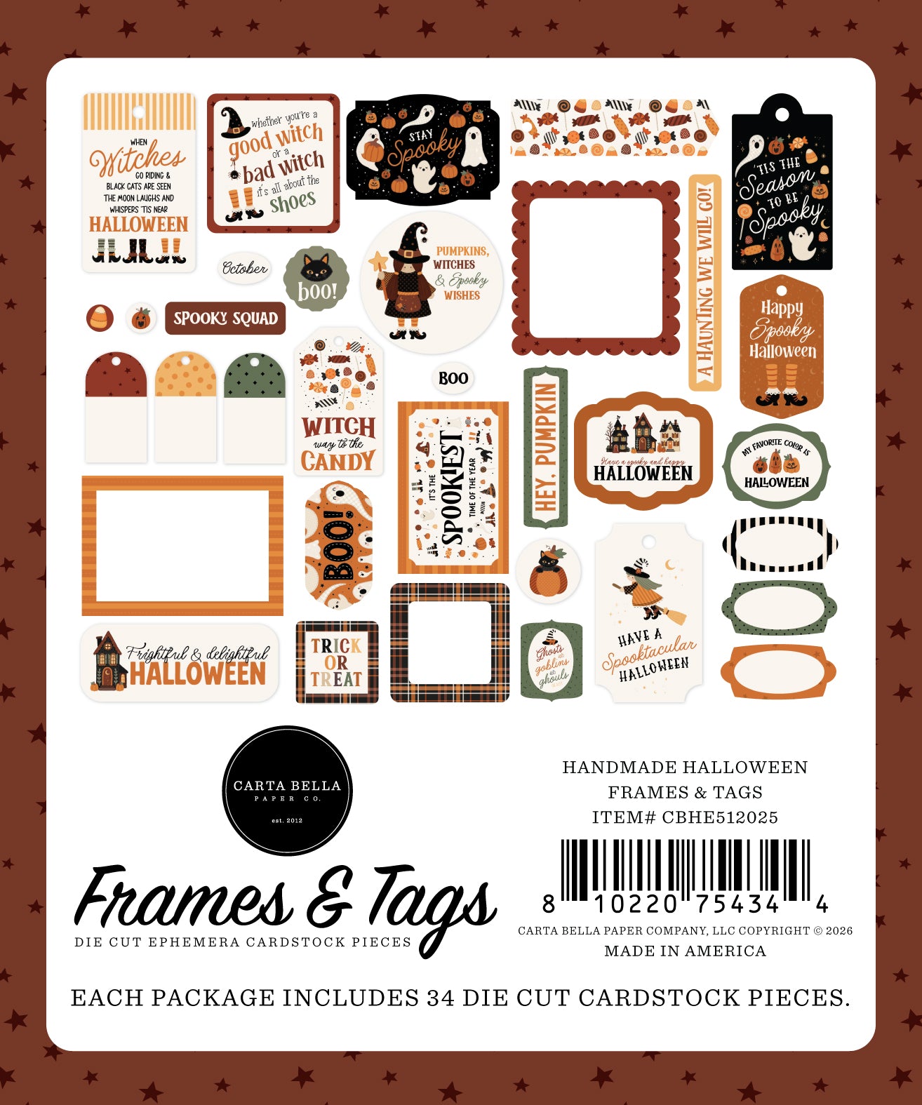 Carta Bella Paper - Handmade Halloween Collection - Ephemera - Frames And Tags
