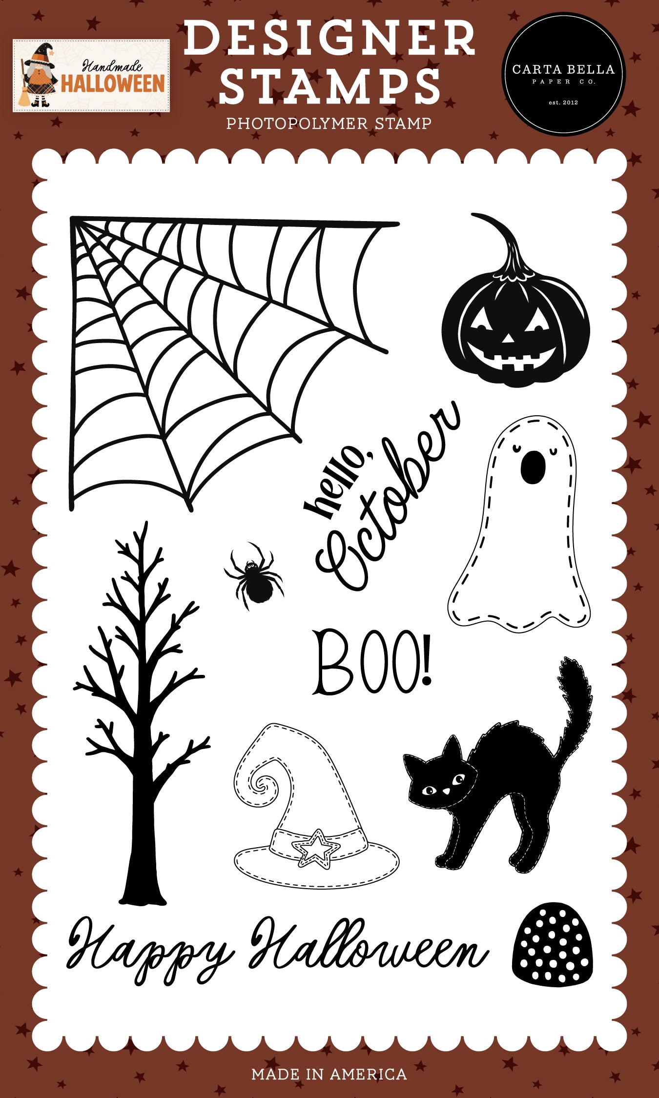 Carta Bella Paper - Handmade Halloween Collection - Photopolymer Stamp Set - Corner Spiderweb