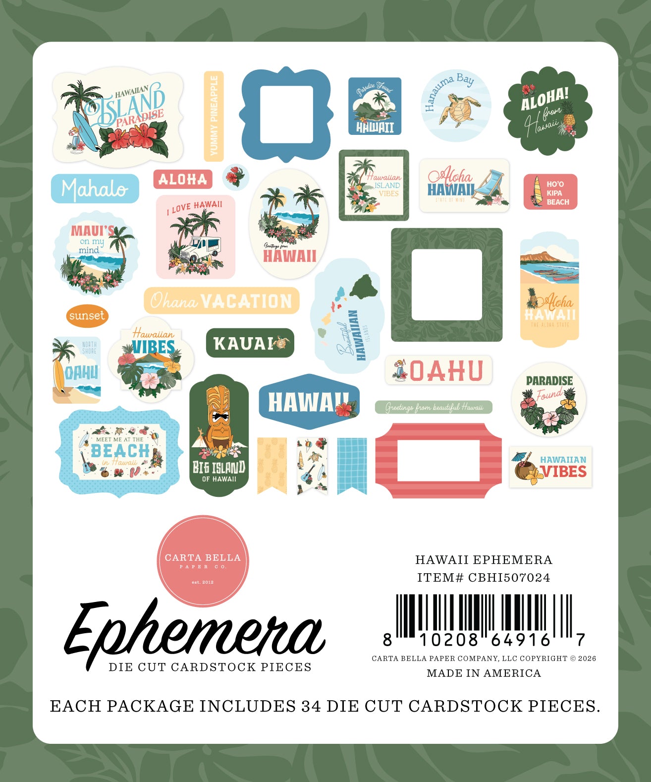 Carta Bella Paper - Hawaii Collection - Ephemera