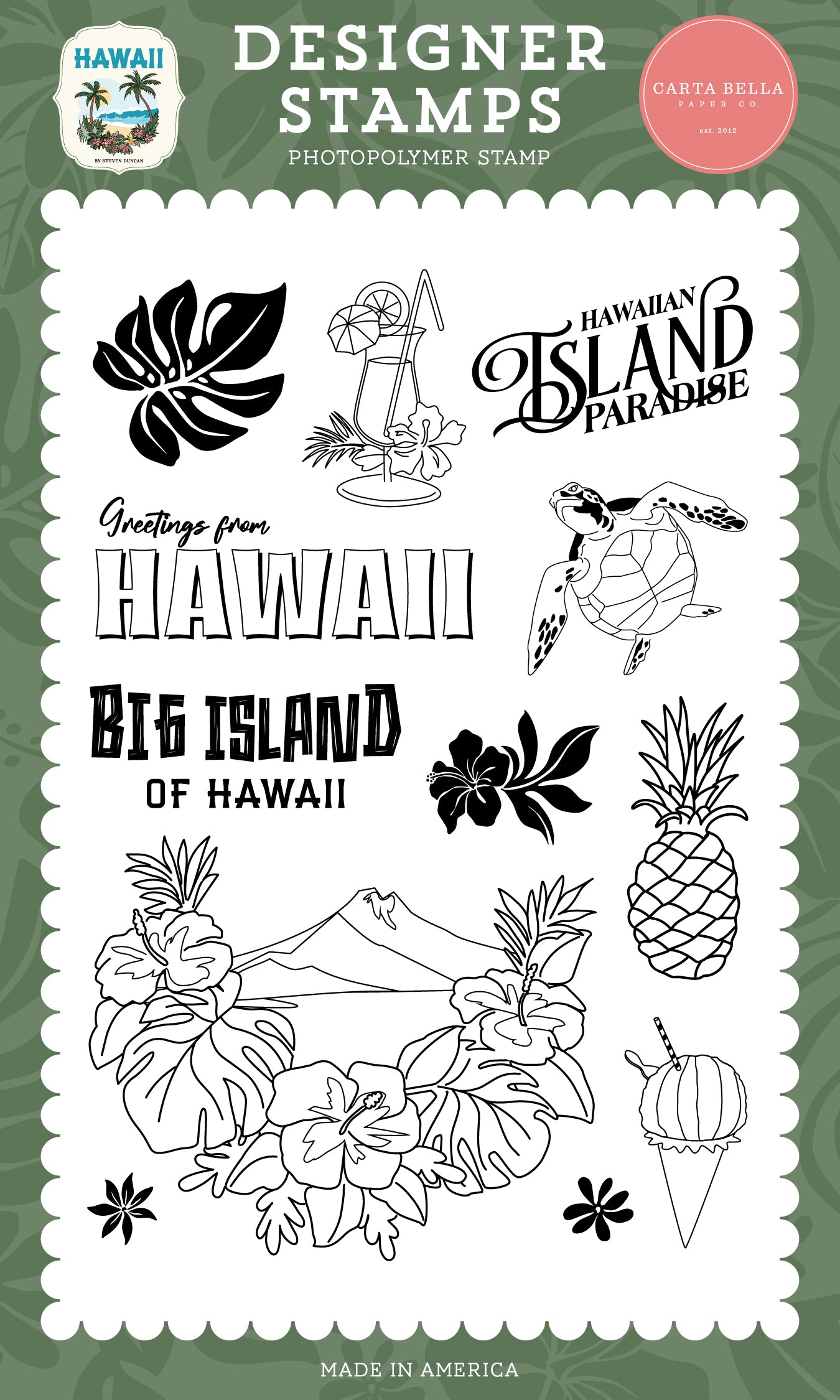 Carta Bella Paper - Hawaii Collection - Clear Photopolymer Stamps - Hawaiian Island Paradise