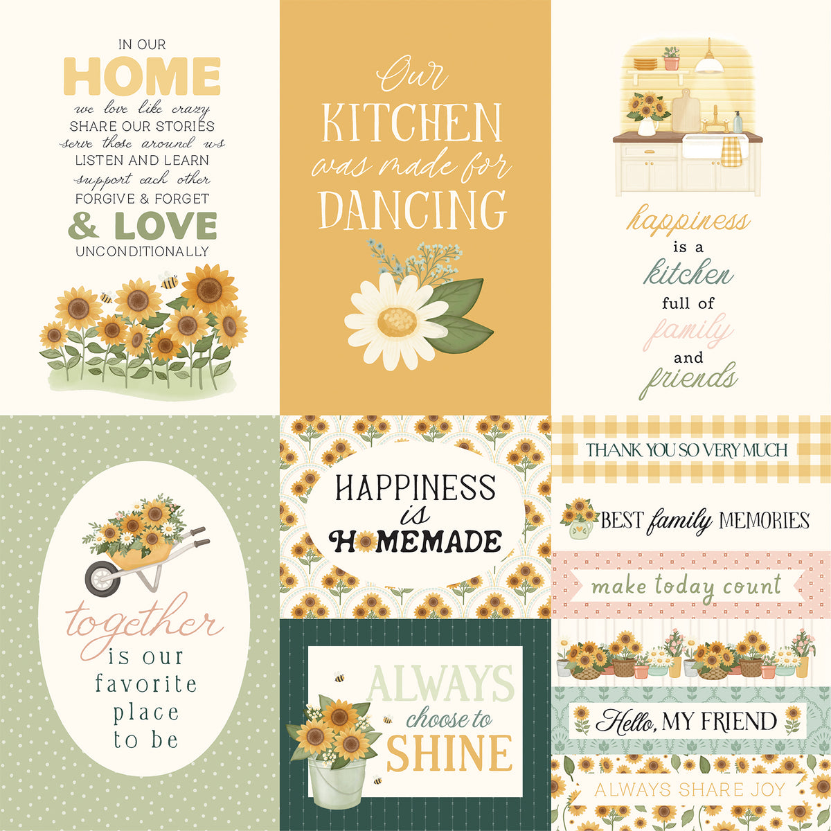 Carta Bella Paper - Home Sweet Home Collection - 12 x 12 Double Sided Paper - Multi Journaling Cards
