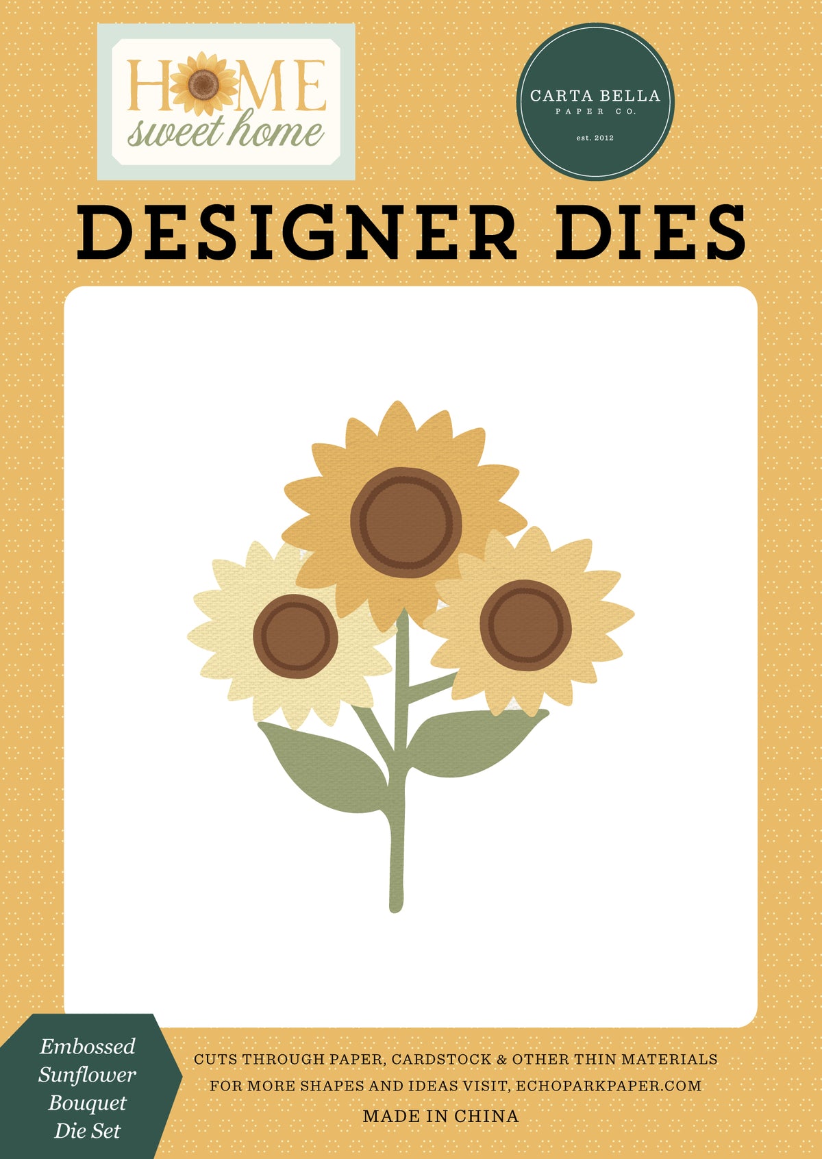Carta Bella Paper - Home Sweet Home Collection -  Designer Dies - Embossed Sunflower Bouquet