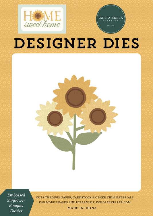 Carta Bella Paper - Home Sweet Home Collection -  Designer Dies - Embossed Sunflower Bouquet