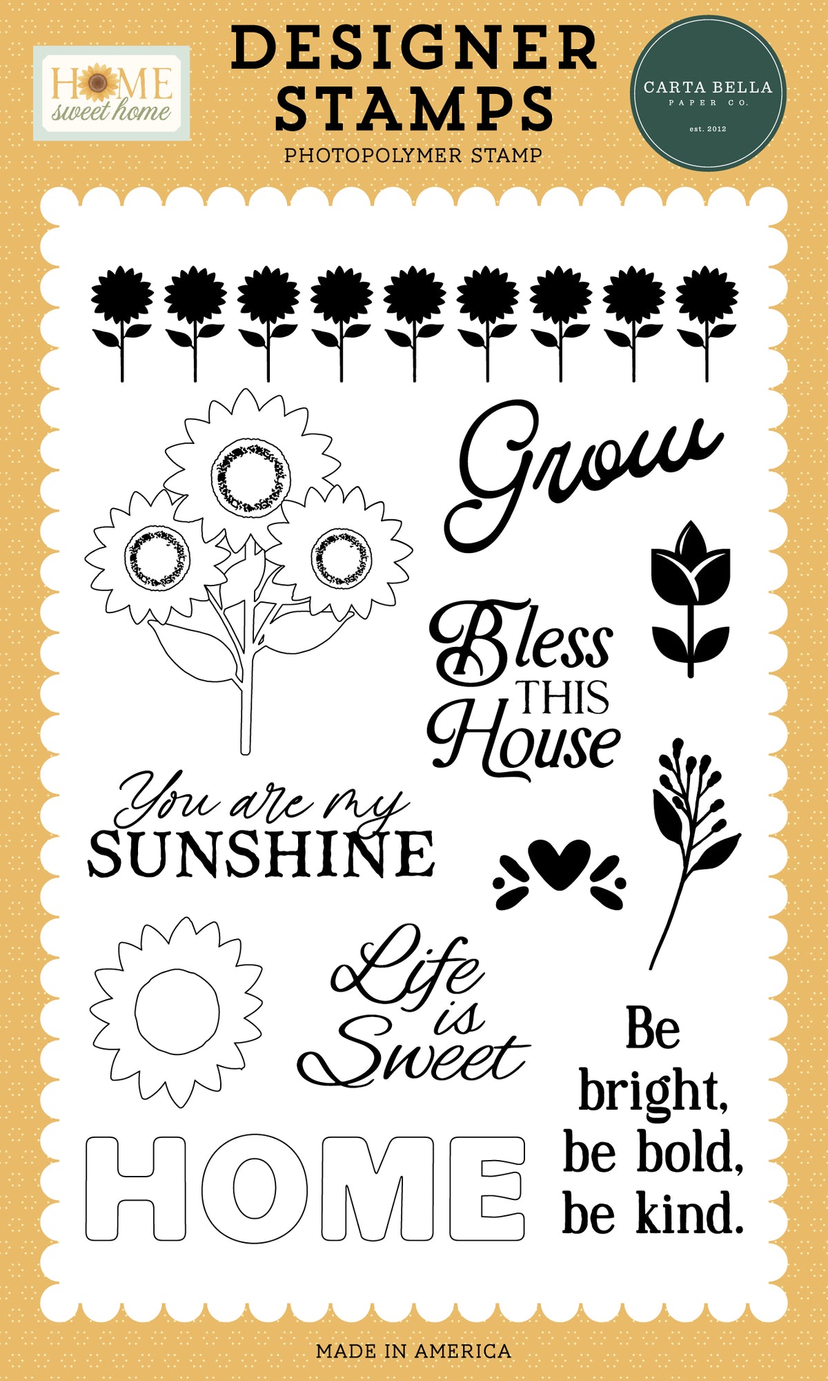 Carta Bella Paper - Home Sweet Home Collection -  Clear Photopolymer Stamps - Sunflower Strip