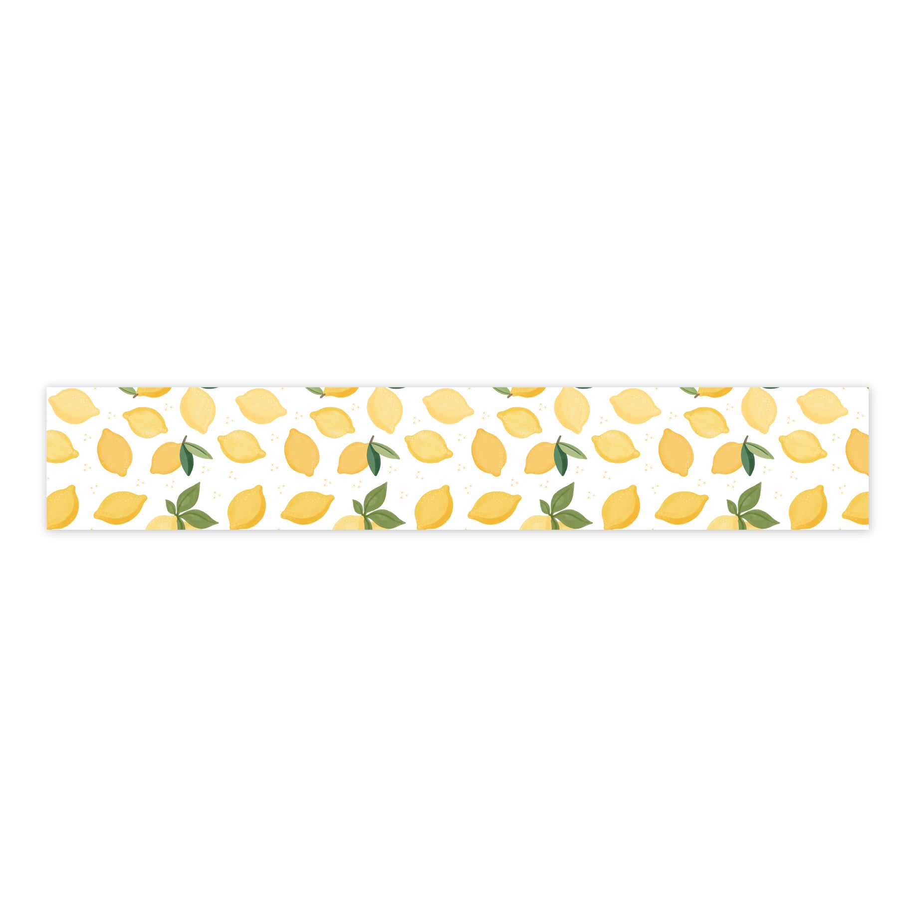 Strip of washi tape with lemon pattern on a white background