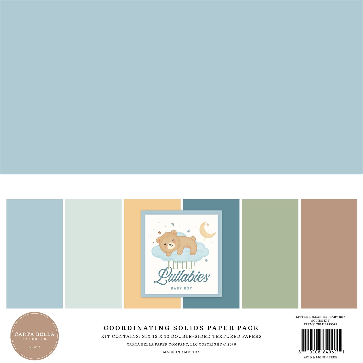 Carta Bella - Little Lullabies Baby Boy Collection - 12 x 12 Solids Pack