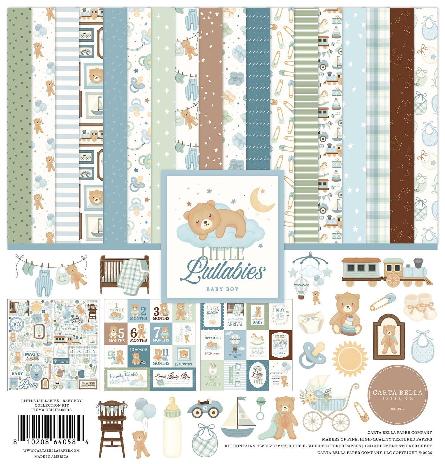 Carta Bella - Little Lullabies Baby Boy Collection - 12 x 12 Collection Kit