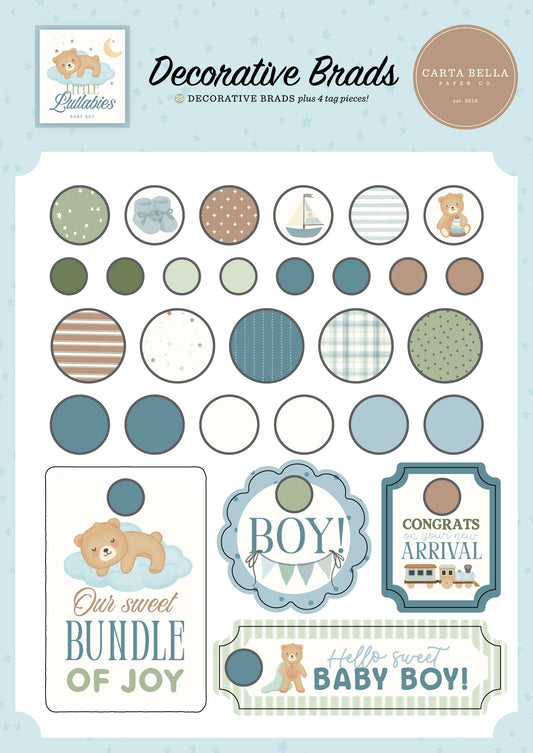 Carta Bella - Little Lullabies Baby Boy Collection - Decorative Brads