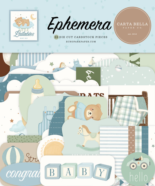 Carta Bella - Little Lullabies Baby Boy Collection - Ephemera