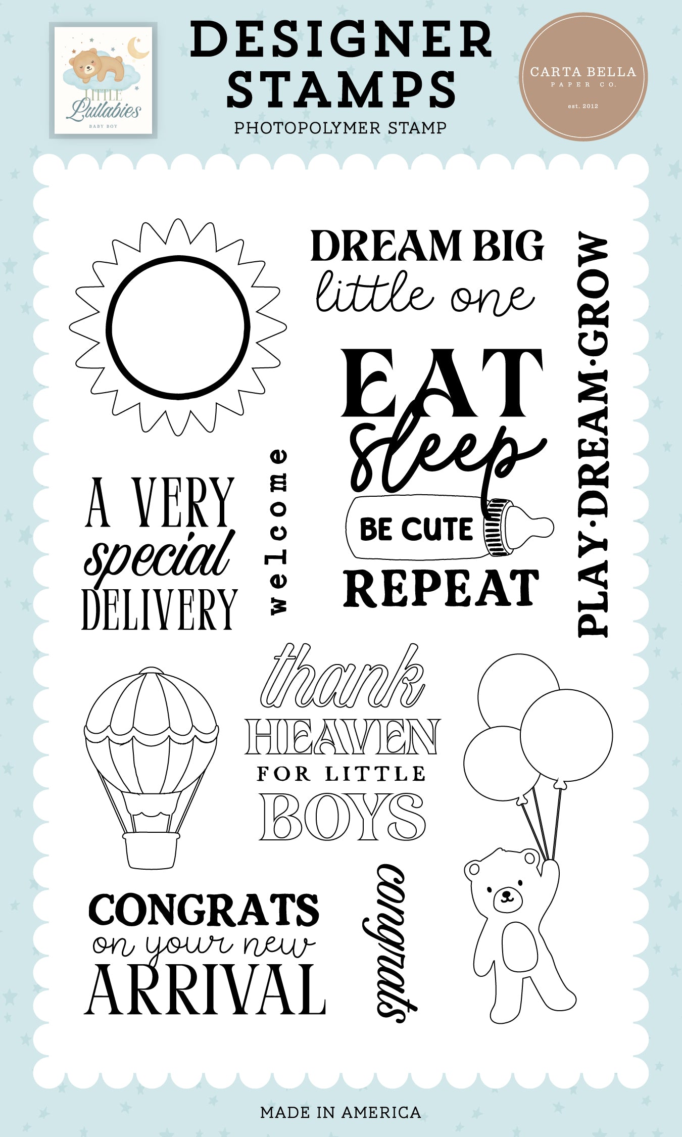 Carta Bella - Little Lullabies Baby Boy Collection - Thank Heaven Stamp Set