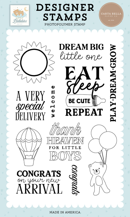 Carta Bella - Little Lullabies Baby Boy Collection - Thank Heaven Stamp Set