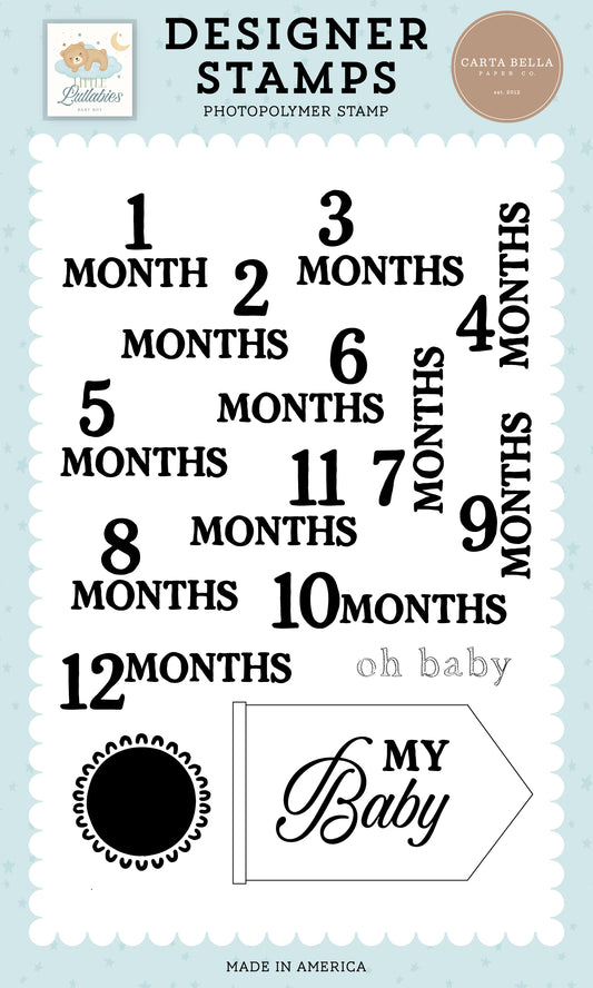 Carta Bella - Little Lullabies Baby Boy Collection - Oh Baby Months Stamp