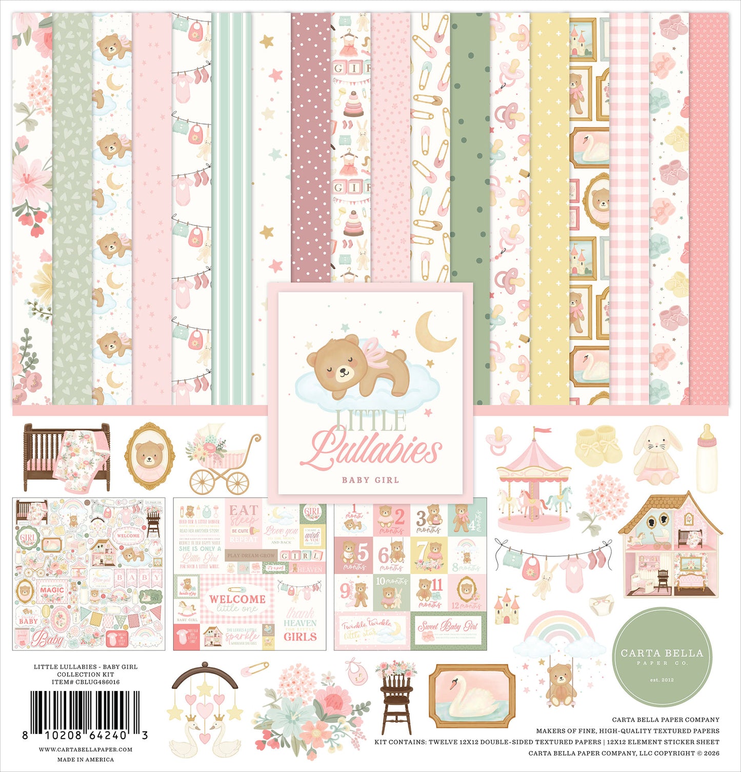 Carta Bella - Little Lullabies Baby Girl Collection - 12 x 12 Collection Kit