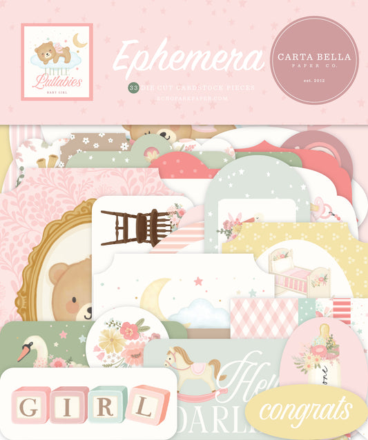 Carta Bella - Little Lullabies Baby Girl Collection - Ephemera