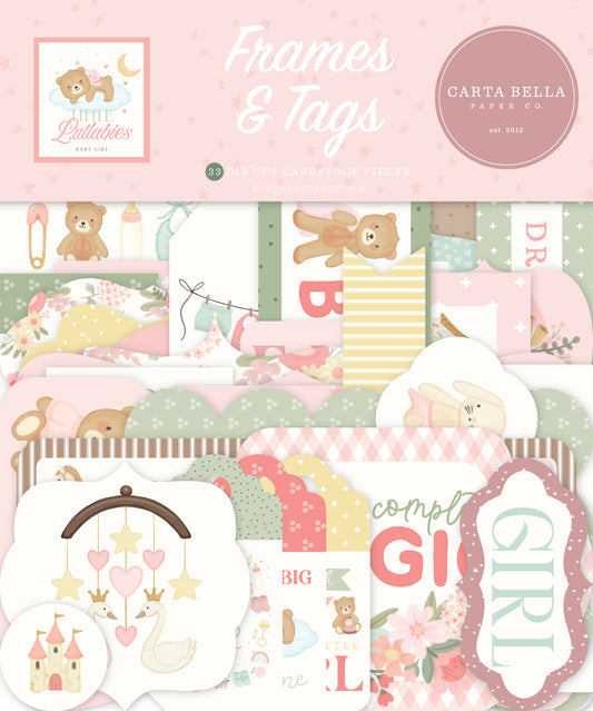 Carta Bella - Little Lullabies Baby Girl Collection - Frames & Tags