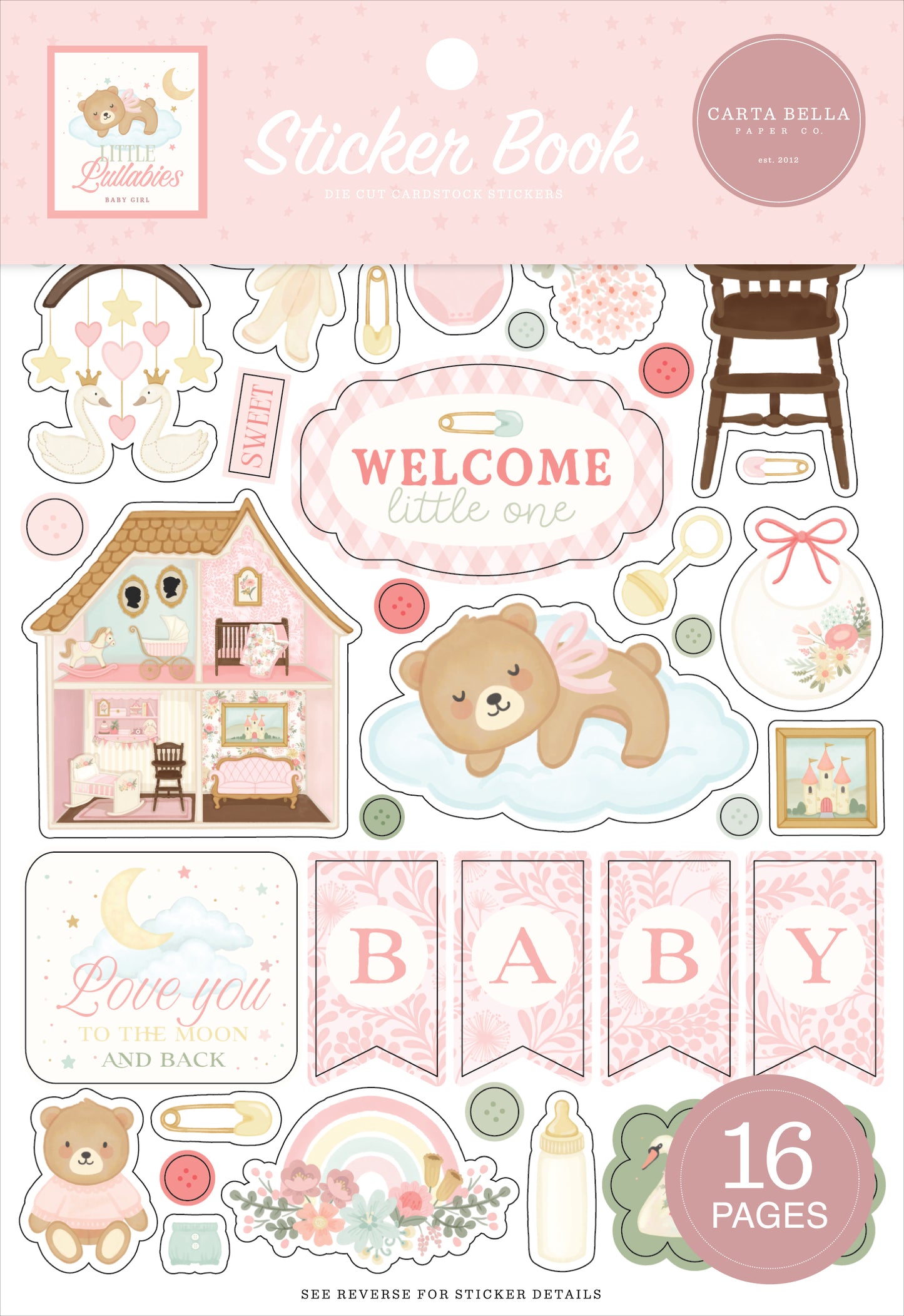 Carta Bella - Little Lullabies Baby Girl Collection - Sticker Book