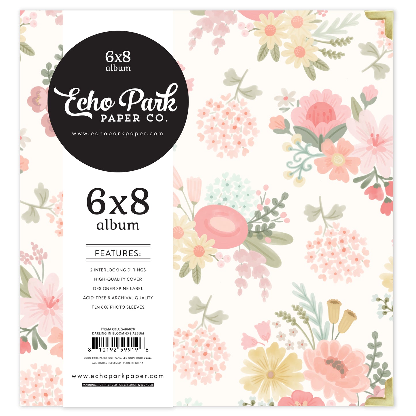 Carta Bella - Little Lullabies Baby Girl Collection - Darling In Bloom 6 x 9 Album