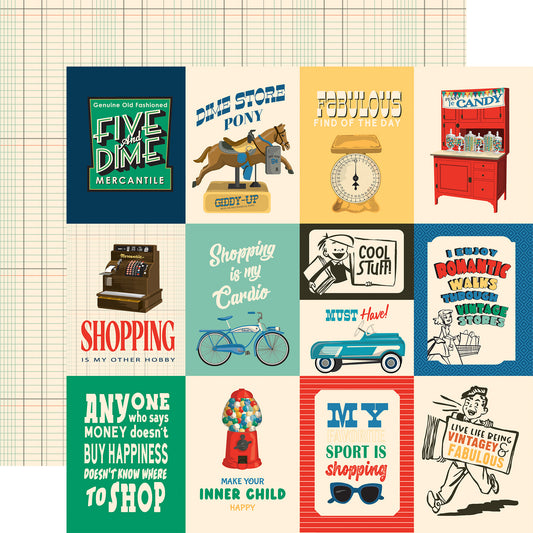 Carta Bella - Mercantile Collection - 12 x 12 Double Sided Paper - 3 x 4 Journaling Cards