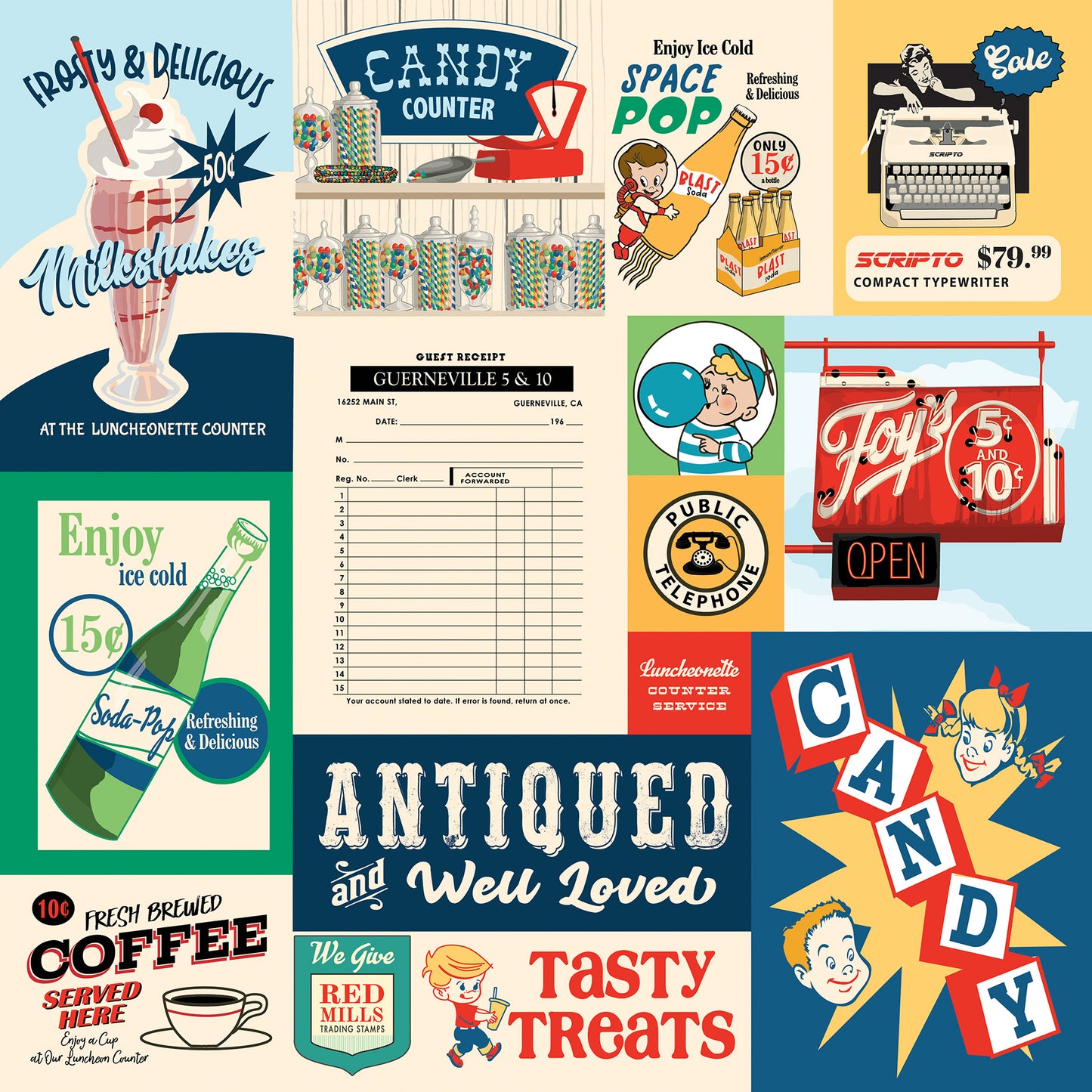 Carta Bella - Mercantile Collection - 12 x 12 Double Sided Paper - Multi Journaling Cards
