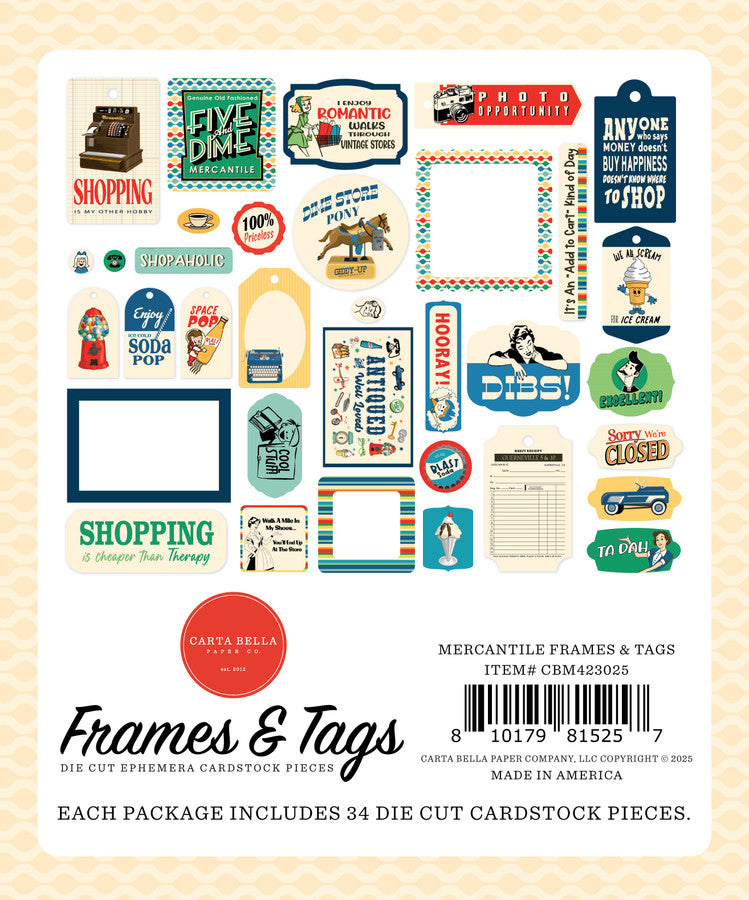 Carta Bella - Mercantile Collection - Ephemera - Frames and Tags
