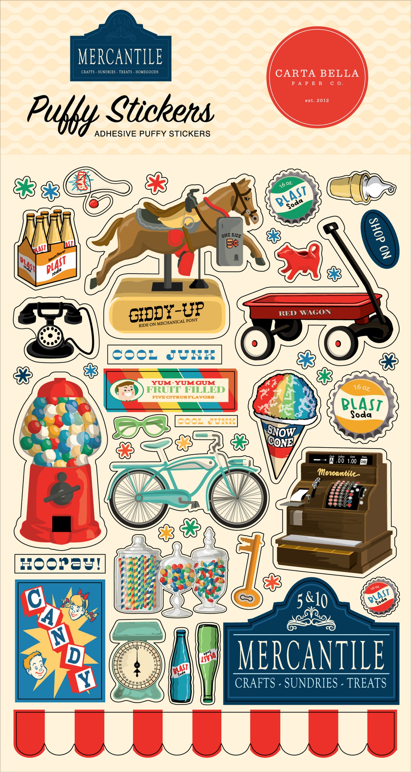 Carta Bella - Mercantile Collection - Puffy Stickers