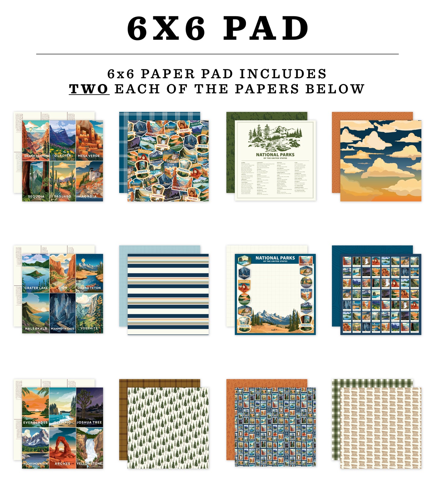 Carta Bella Paper - National Parks No. 2 Collection - 6 x 6 Paper Pad